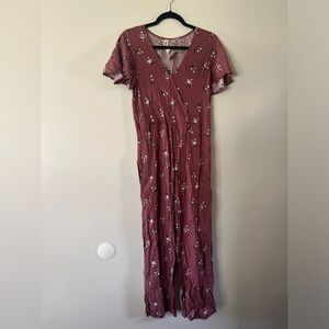 Mimi Chica Women's Romper Mauve Pink Floral Print NWT Size Small 100% Rayon